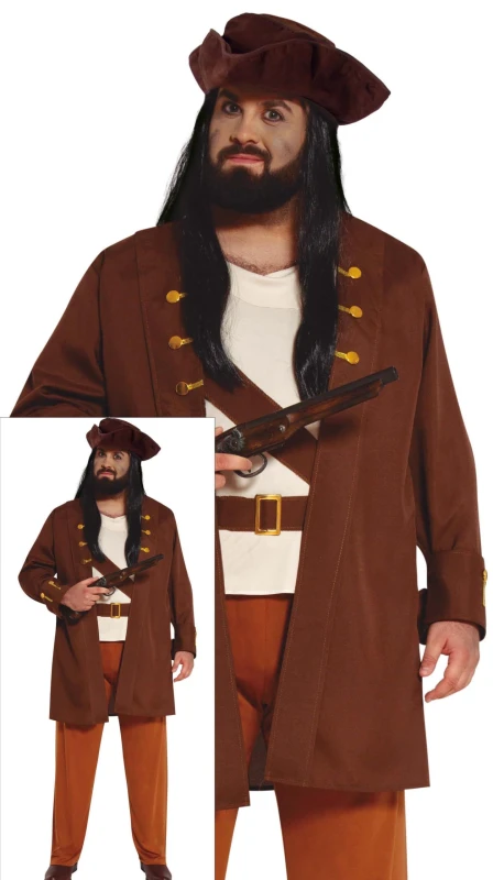 Image of Fiestas Guirca Fancy Dress Adult Pirate Captain in Beige Size: Medium Beige Unisex M