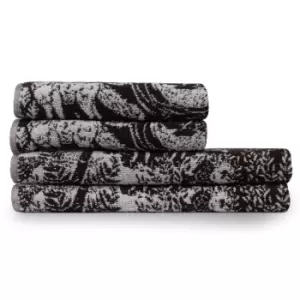 Image of Winter Woods Animal Jacquard 4 Piece Hand/Bath Towel Set Charcoal
