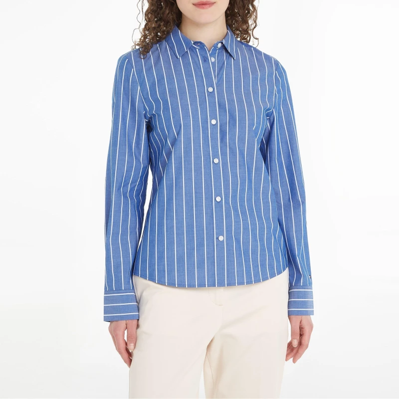 Image of Tommy Hilfiger Striped Regular Fit Shirt Stp/ Blue female 12 (M)