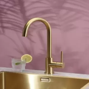 Image of Reginox Gold Single Lever Swan Neck Kitchen Tap in Kalix Gold