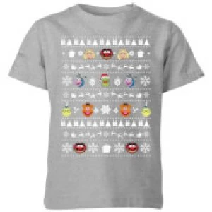 Image of Muppets Pattern Kids Christmas T-Shirt - Grey - 7-8 Years