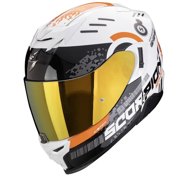 Image of Scorpion EXO-520 Evo Air Titan White-Orange Full Face Helmet Size XS