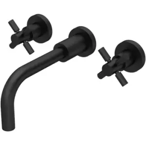 Image of Hudson Reed Tec Crosshead 3-Hole Basin Mixer Tap Wall Mounted - Matt Black