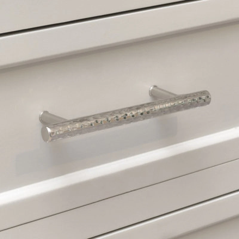 Image of Melody Maison Silver Metal Hammered Bar Pull Drawer Handle Metallic Silver