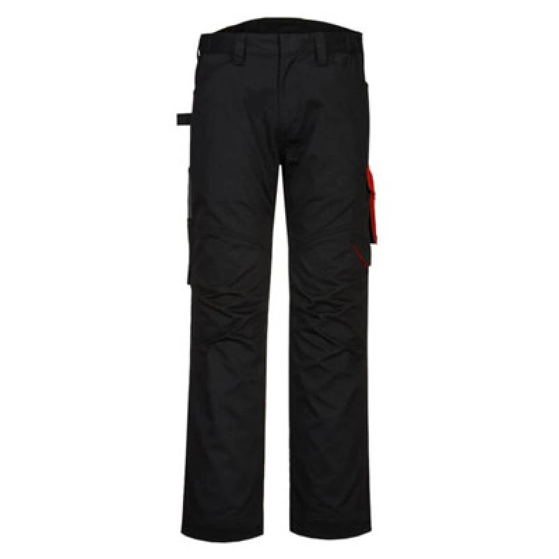 Image of Portwest PW2 Service Work Trousers PW240BDR28 Colour: Black / Red