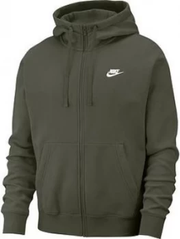 Image of Nike Sportswear Club Full Zip Hoodie - Khaki, Size XL, Men