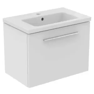 Image of Ideal Standard I.life S 60Cm Matt White 1 Drawer Vanity Unit, 61Cm Vanity Basin And Chrome Handle Pack