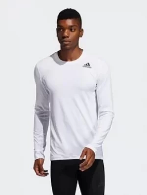 Image of adidas Techfit Compression Long-sleeve Top, White Size M Men