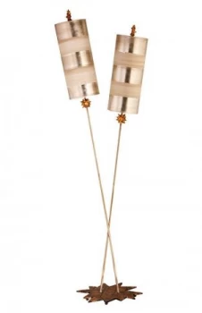 Image of 2 Light Floor Lamp Silver, Beige, E27