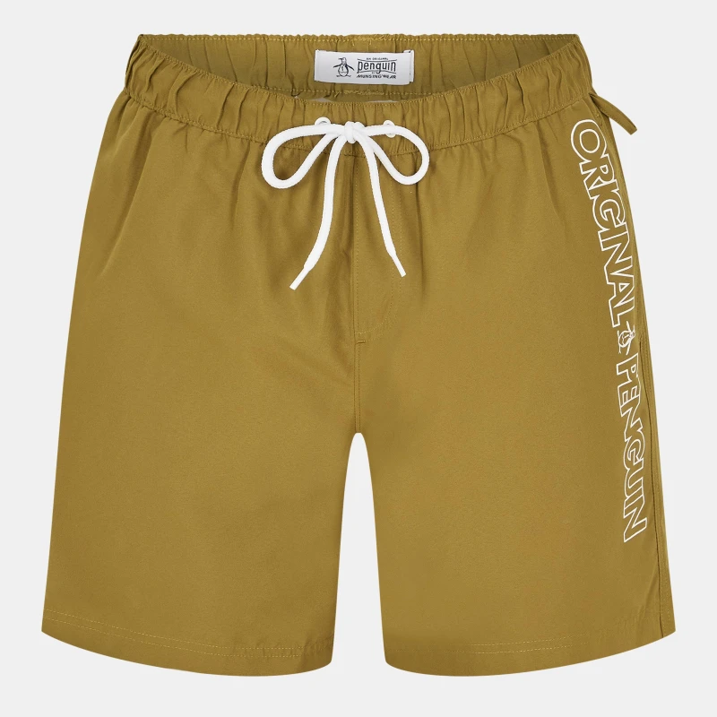 Image of Original Penguin Mens Swim Shorts Olive Branch male Small