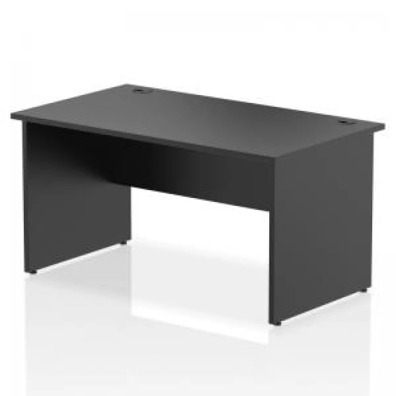 Image of Impulse 1400 x 800mm Straight Office Desk Black Top Panel End Leg DYNI004973