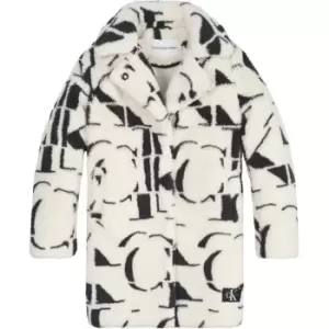 Image of Calvin Klein Jeans Monogram Aop Fur Coat - Cream