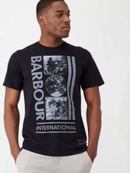 Image of Barbour International Mono Print T-Shirt - Black