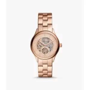 Image of Fossil Womens Modern Sophisticate Automatic Rose Gold-Tone Stainless Steel Watch - Rose Gold