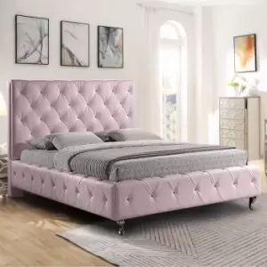Image of Barella Bed Small Double Plush Velvet Pink