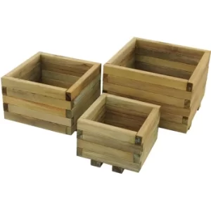 Image of Forest Garden Wooden Kendal Square Planter (Set of 3)