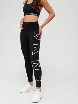 Image of DKNY SPORT High Waisted 7/8 Exploded Logo Leggings - Black, Size S, Women