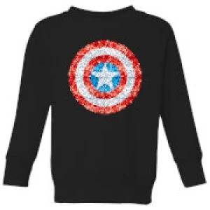 Image of Marvel Captain America Pixelated Shield Kids Sweatshirt - Black - 3-4 Years