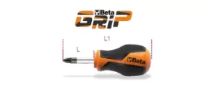 Image of Beta Tools 1269NPZ Beta GRIP Pozidriv Supadriv Stubby Screwdriver PZ2