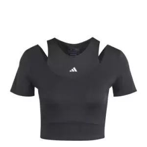 Image of adidas HIIT Aeroready Crop Training T-Shirt Womens - Black