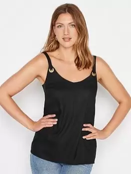 Image of Long Tall Sally Black Eyelet Detail Vest, Black, Size 10, Women