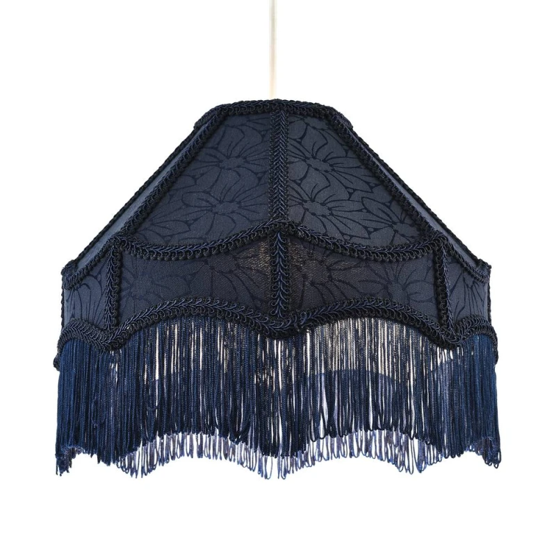 Image of Happy Homewares Classic Victorian Style Empire Pendant Shade in Midnight Blue Fabric Size: 12" Midnight Unisex 12"