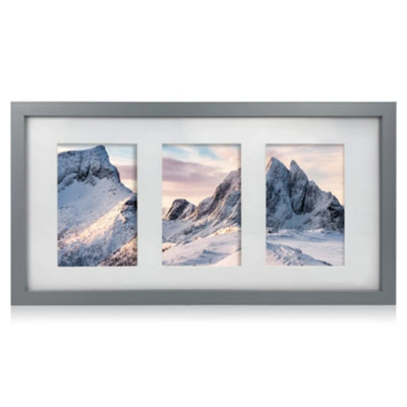 Image of Innoteck Essentials 3 In 1 Matt Wooden Photo Frame - Grey.