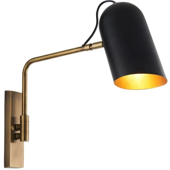 Image of Endon Directory Lighting - Task Wall Lamp Antique Solid Brass, Matt Black