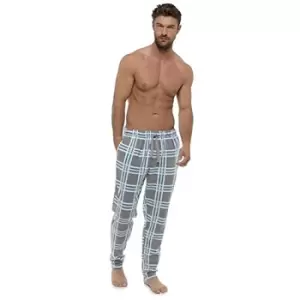 Image of Foxbury Mens Check Fleece Lounge Pants (M) (Grey)