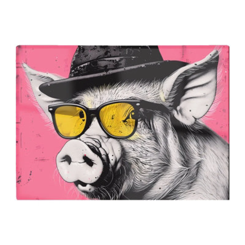Image of Warren Reed Designer Pig In A Hat And Glasses Chopping Board