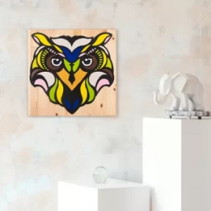 Image of Owl Multicolor Decorative Wooden Wall Accessory