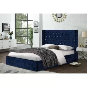 Image of Eniya Bed Small Double Crush Velvet Blue