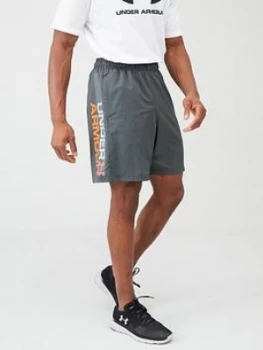 Image of Urban Armor Gear Woven Graphic Wordmark Shorts - Grey/Orange