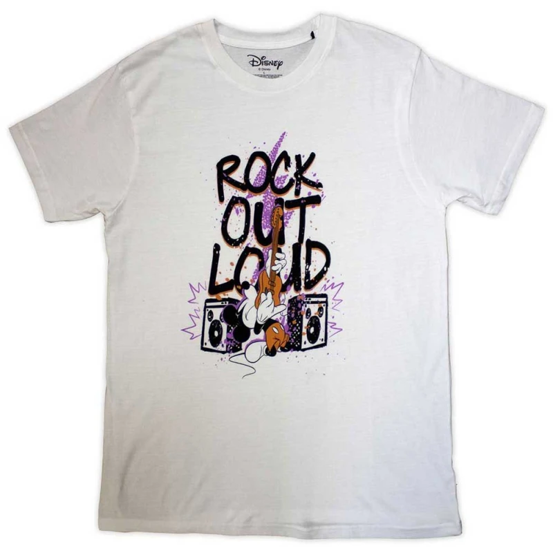 Image of Disney Mickey Mouse Rock Out Loud T Shirt White unisex