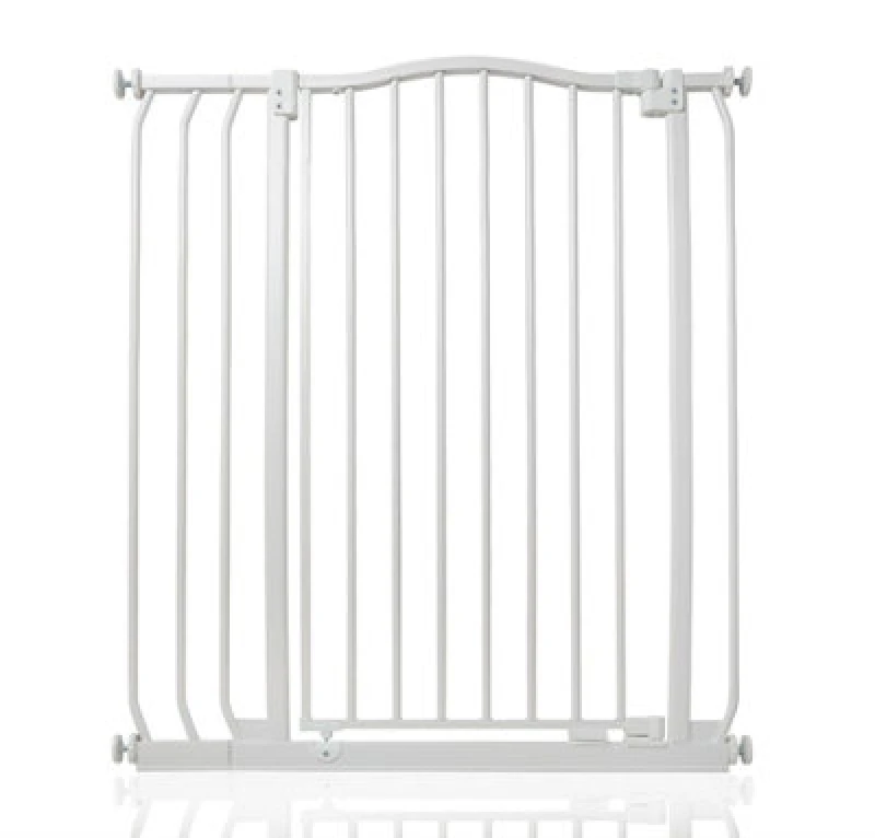 Image of Safetots Extra Tall Curved Top Safety Gate, 80Cm - 89Cm, Matt White, Extra Tall 100Cm In Height, Pressure Fit Stair Gate