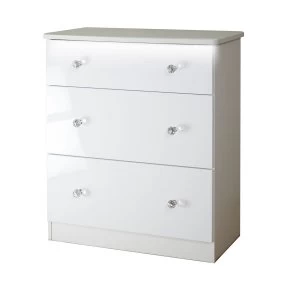 Image of Zodian Wide Chest of 3 Drawers - White