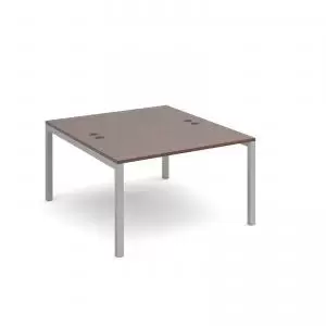 Image of Connex back to back desks 1200mm x 1600mm - silver frame and walnut
