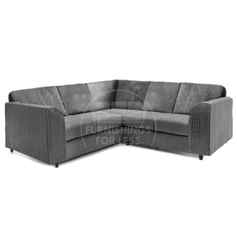 Image of Furnishings For Less UK Ferguson Grey 5 Seater Fabric Corner Sofa L Shaped Jumbo Cord - Full Back