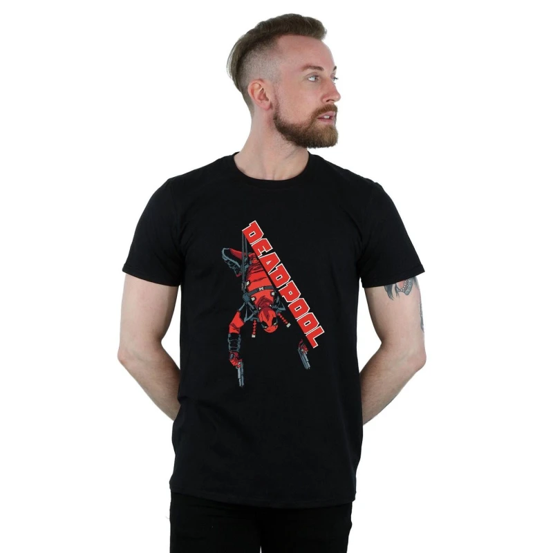 Image of Marvel Marvel Men Deadpool Hang Split T-Shirt in Black Size: Small Black S Male 5057245786942
