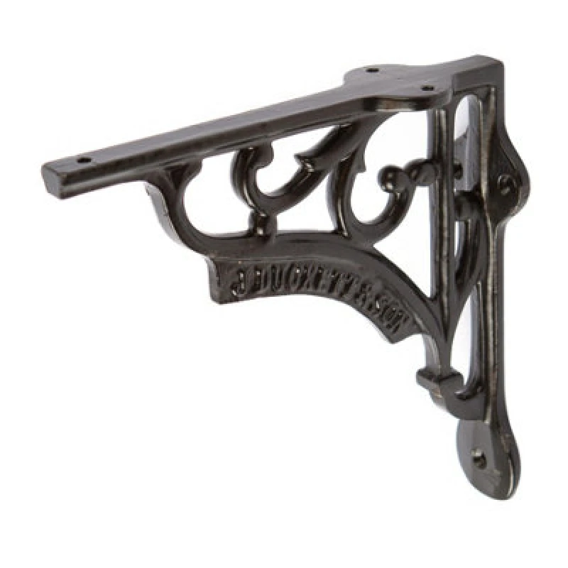 Image of Hammer and Tongs Hammer & Tongs Ornate Iron Shelf Bracket - D150mm - Black