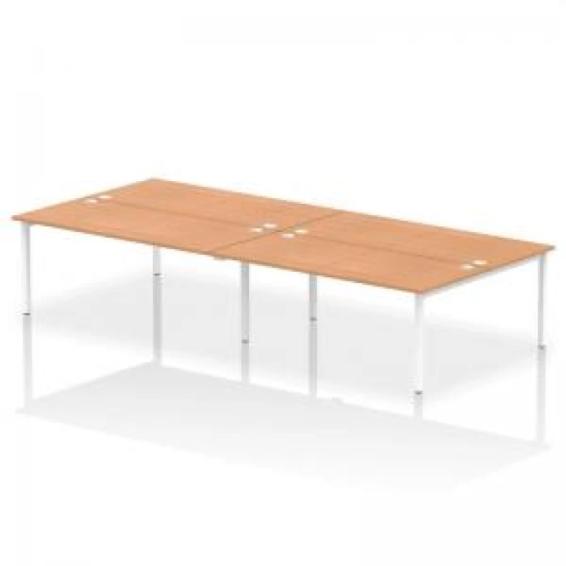 Image of Impulse Impulse Bench B2B 4 Person 1800 White Frame Office Bench Desk Oak IMB4P18OAKW