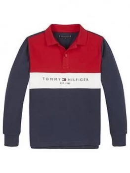 Image of Tommy Hilfiger Boys Long Sleeve Colourblock Polo - Navy