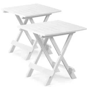 Image of Side Table Adige 2Pcs Set White Plastic 45x43x50cm Foldable
