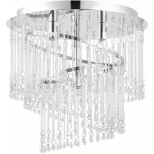 Image of Loops - Flush Ceiling Light Chandelier Chrome & Glass Lamp Bulb Holder Mounted Fitting