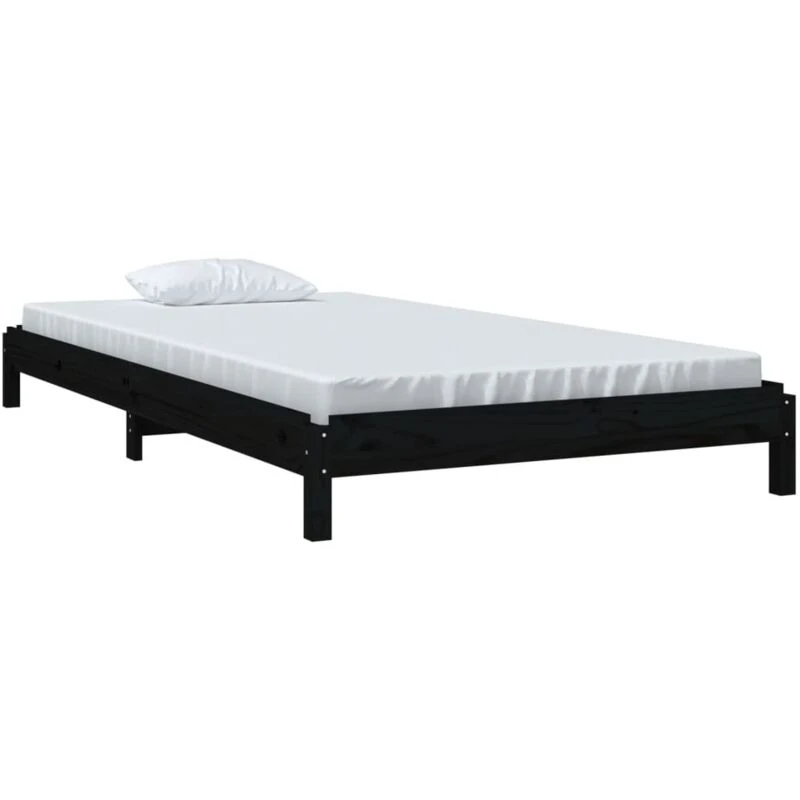 Image of VIDAXL Stack Bed without Mattress Black 100x200cm Solid Wood Pine Vidaxl 8720287073697