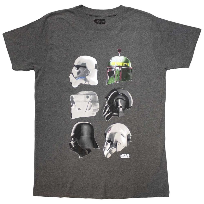 Image of Star Wars Helmet Profiles T Shirt Grey unisex