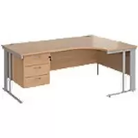 Image of Dams International Right Hand Ergonomic Desk MCM18ERP3SB 1,800 x 1,200 x 725 mm