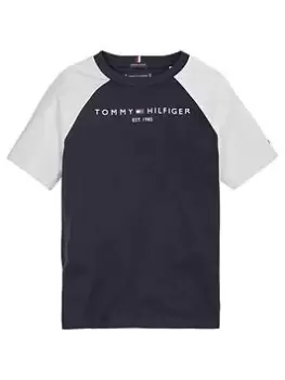 Image of Tommy Hilfiger Boys Essential Colorblock Tee - Navy, Size 8 Years
