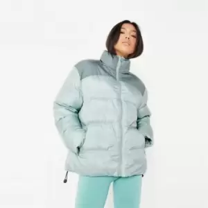 Image of Missguided Big Msgd Print Puffer - Green