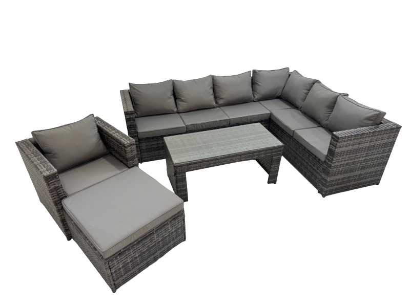 Image of Fimous Garden Furniture Set with Chair Big Stool Dark Grey Mixed Dark Grey Unisex